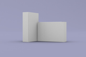 Two rectangular pill blister boxes, packaging template for product design mockup. On clean background