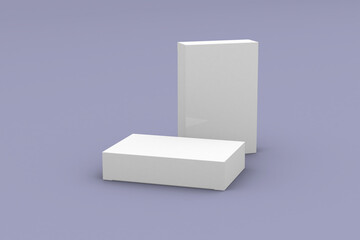 Two rectangular pill blister boxes, packaging template for product design mockup. On clean background