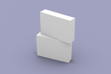 Two rectangular pill blister boxes, packaging template for product design mockup. On clean background