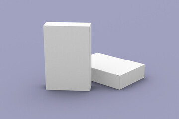 Two rectangular pill blister boxes, packaging template for product design mockup. On clean background