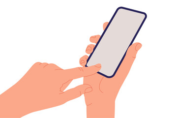 Hand with smartphone.Hand holding phone