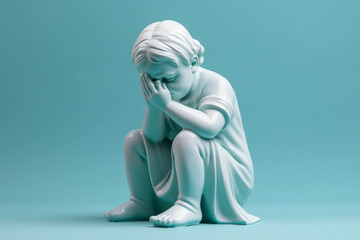  Small sad crying child figurine.