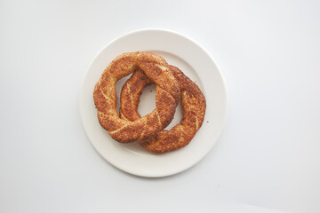 Turkish Bagel Simit on table 