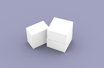 Square product box packaging mockup for brand advertising on a clean background.