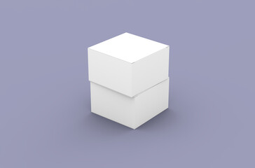 Square product box packaging mockup for brand advertising on a clean background.