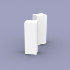 Two tall boxes, packaging template for product design mockup. Clean background