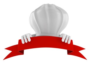 Chef character with blank banner