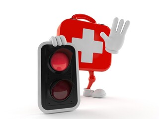 First aid kit character with red light