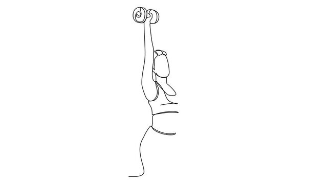 Animated self drawing of single continuous line draw for a people with gymnastic activity.Gymnastic concept illustration design concept. Fitness design concept animation. full length animation