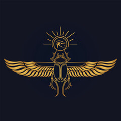 Egyptian Scarab bug with wings And ankh symbol