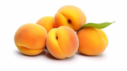 Apricot on white background. Created with Generative AI technology.