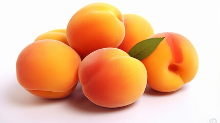 Apricot on white background. Created with Generative AI technology.