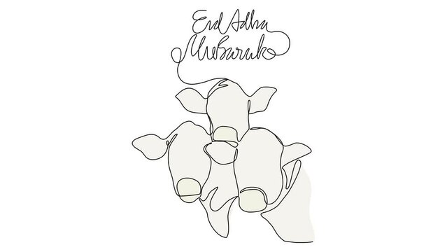 Animated self drawing of single continuous line draw for ceremony of Hajj Day. Islamic holiday that falls on the 10th day of Dhu al-Hijjah of the lunar Islamic Calendar design concept design concept. 