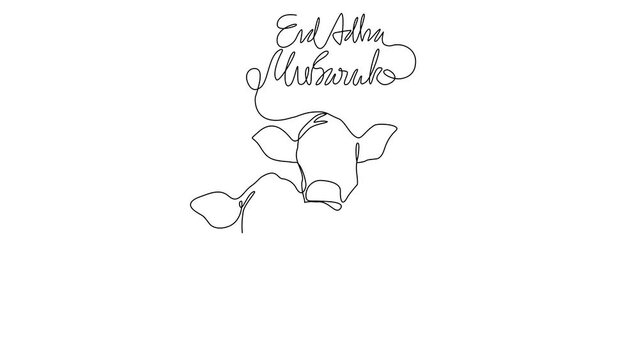 Animated self drawing of single continuous line draw for ceremony of Hajj Day. Islamic holiday that falls on the 10th day of Dhu al-Hijjah of the lunar Islamic Calendar design concept design concept. 