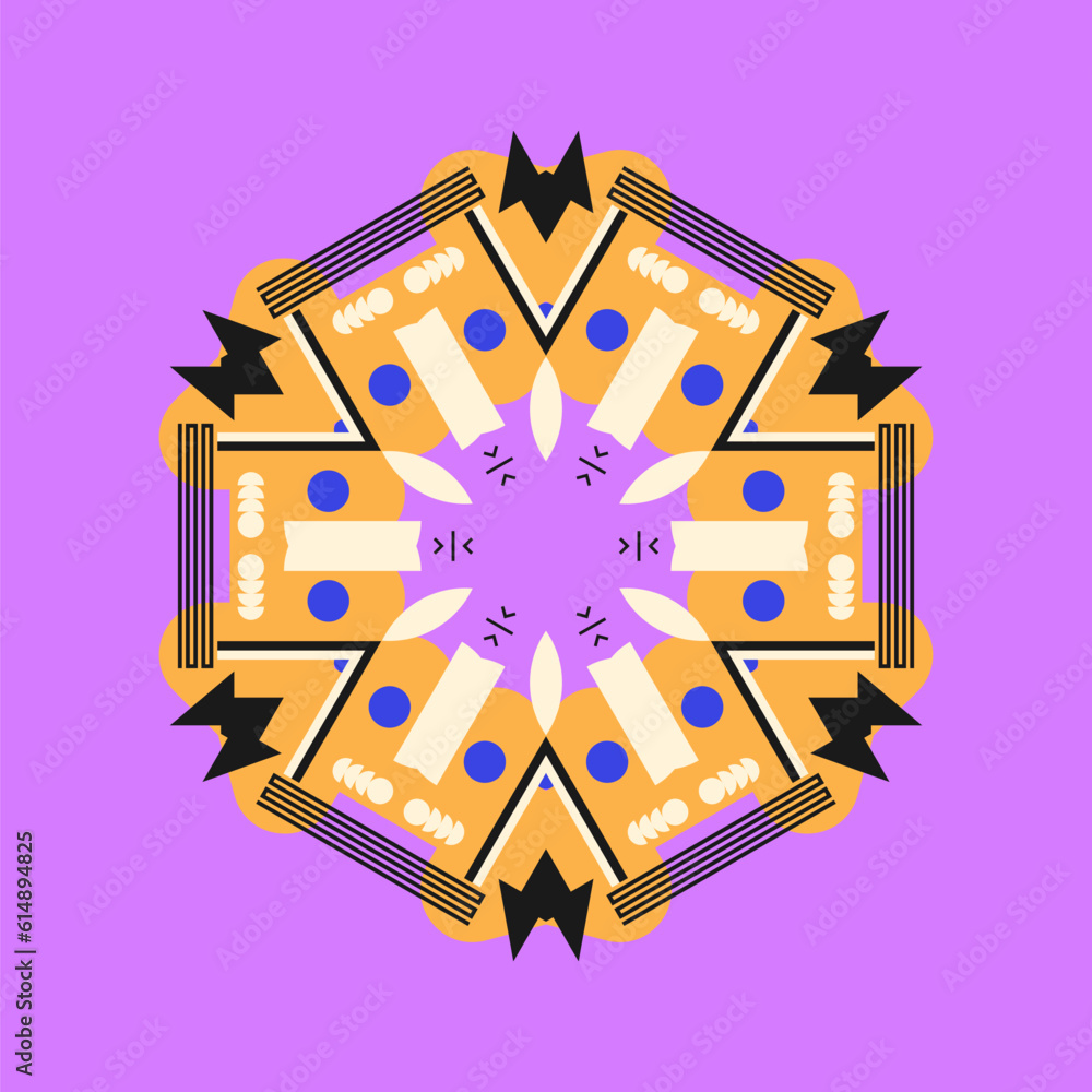 Poster symmetrical composition of geometric shapes. abstract element for design. vector illustration in a f