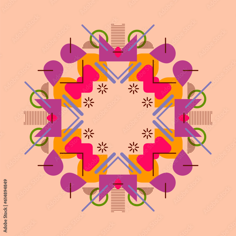 Poster symmetrical composition of geometric shapes. abstract element for design. vector illustration in a f