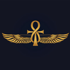  Egyptian Scarab bug with wings And ankh symbol