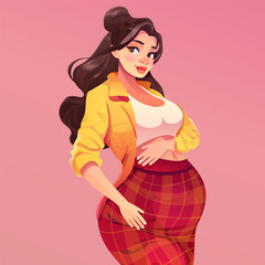 Pregnant Woman hugs her belly