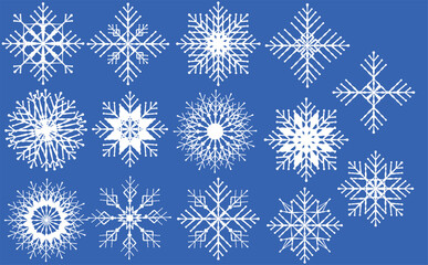 original snowflake pattern set, winter ornament decor in slavic style