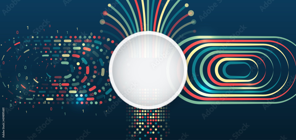 Poster Data analytics concept. Sorting a large amount of data on a dark background. Big data visualization. Futuristic network or business analytics. Structuring the flow of information.