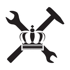 King crown with wrench and hammer 