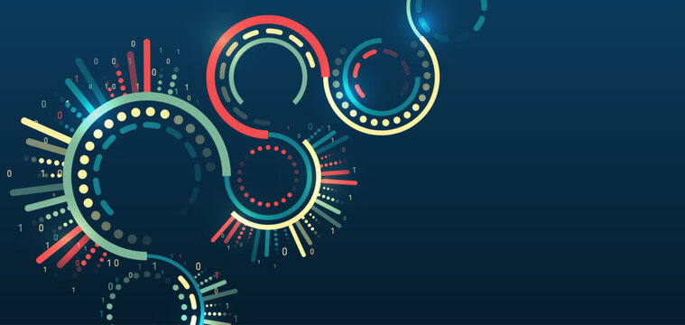Sorting a large amount of data on a dark background. Big data visualization. Futuristic network or business analytics. Structuring the flow of information. Data analytics concept.