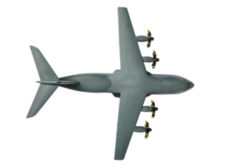 Isolated on white A400M army air transporter top view