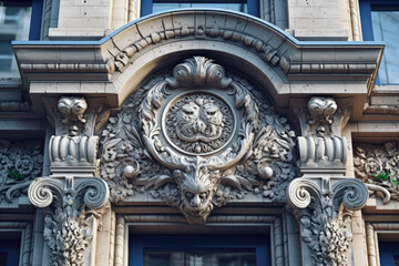 Obraz premium Captivating architectural detail on buildings. Concept of history and nice patterns. Generative Ai, Ai.