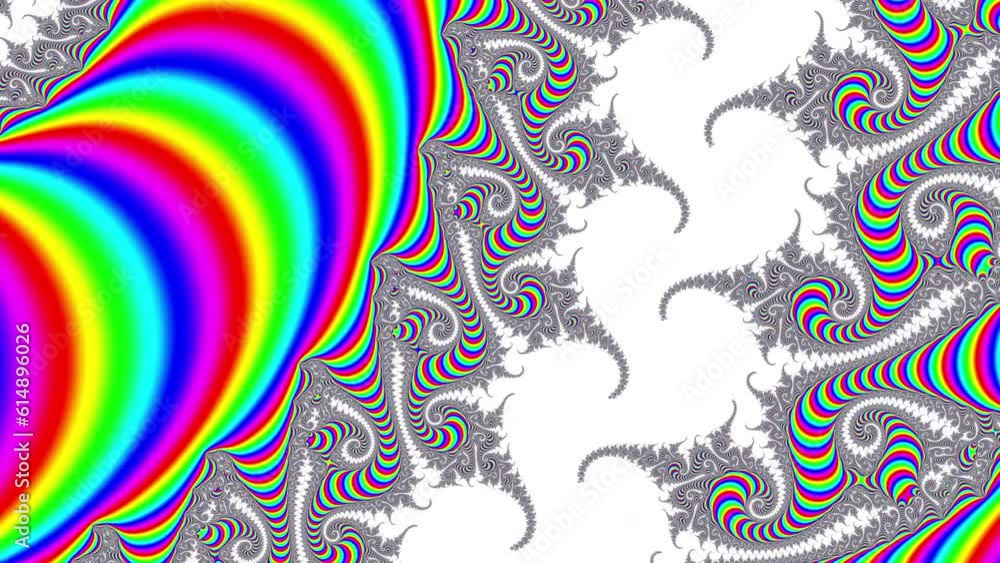 Aufkleber 4k footage. Abstract futuristic fractal shapes. Endless spiral. Fractal background