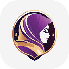 Woman hijab logo with unique concept and business card design Premium Vector, Muslim fashion hijab logo design, beautiful headscarf for Muslim women