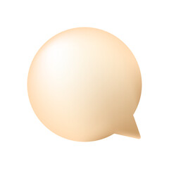 Chat bubble volumetric object. 3D Model. Social media post or comment icon. Empty round frosted chat bubble. Delicate gold or copper color. An isolated object. Vector illustration.