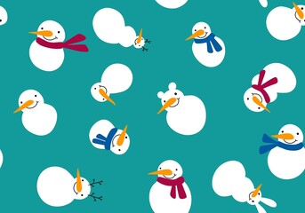 Christmas ice cartoon seamless snowman pattern for new year wrapping paper and fabrics and linens and kids clothes