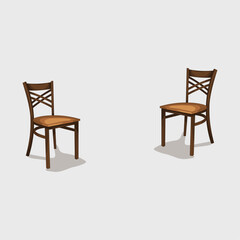 Fototapeta premium Classic wooden chair vector illustration on grey background