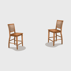 Classic wooden chair vector illustration on grey background