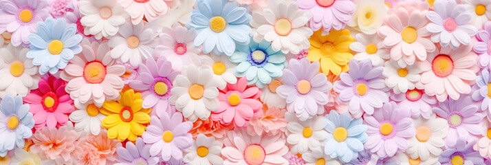 Fototapeta na wymiar mosaic pastel floral flower colorful banner background abstract gradient pastel color, generative ai.