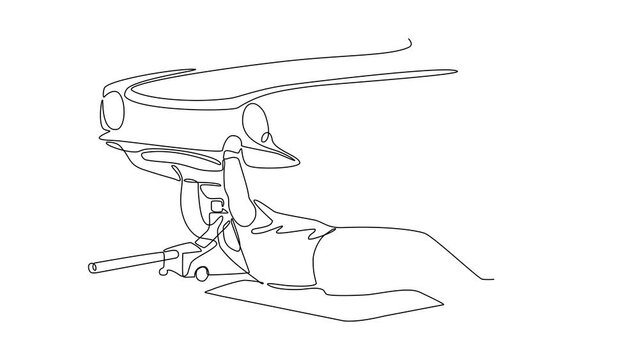 Animated self drawing of single continuous line draw for a mechanic is repairing the car. Automotive themes design concept illustration in simple linear animation. full length animation