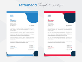 professional letterhead template design with wave shapes