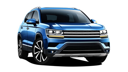Obraz na płótnie Canvas realistic vector blue car SUV with transparency Isolated