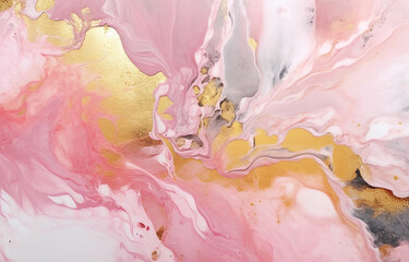Pink and gold marble background made with AI generative technology