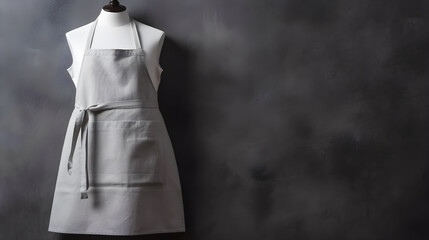 white apron on a gray background with space for text, advertising, inscriptions, generative ai