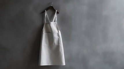 white apron on a gray background with space for text, advertising, inscriptions, generative ai