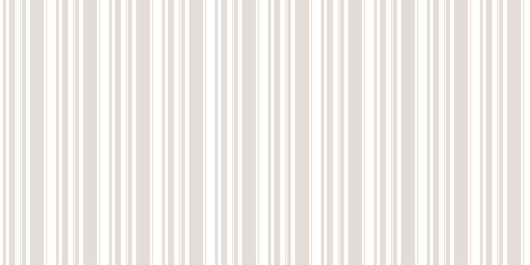 Subtle vertical stripes pattern. Simple vector seamless texture with thin and thick lines. Modern abstract beige and white geometric striped background. Repeat geo design for print, wallpaper, cover