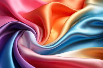 Fototapeta na wymiar captivating beauty of a wavy rainbow-colored satin fabric background. AI Generated.