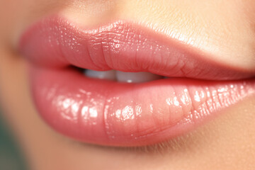 close up of lips with hyaluronic acid - obrazy, fototapety, plakaty