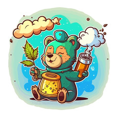 High Bear: A Funny Cartoon Illustration for Cannabis Enthusiasts