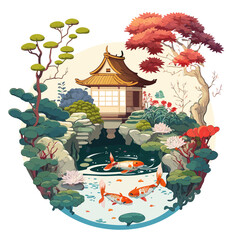 Harmony of Nature: A Digital Art of a Traditional Japanese Garden