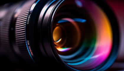 Professional photographer captures abstract image with telephoto lens in studio generated by AI