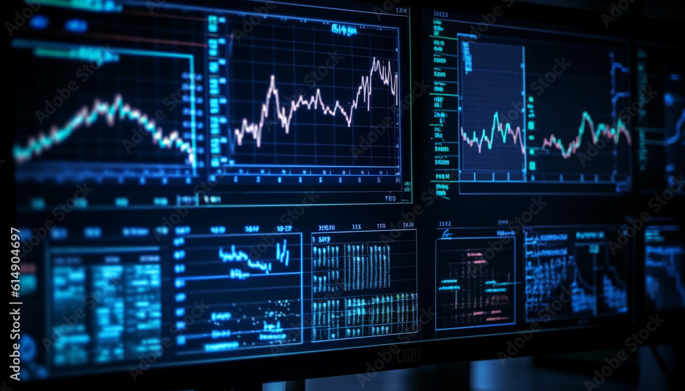 Aufkleber analyzing data with frequency diagram for successful business growth generated by ai