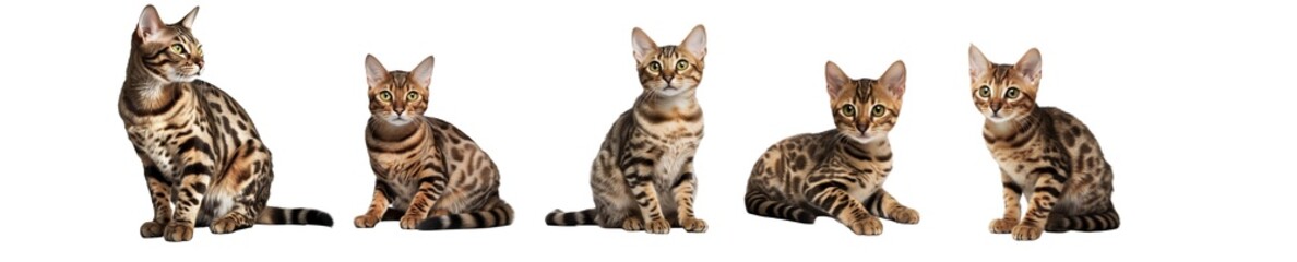 Stunning Bengal Cat Cut Out Clipart PNG - Exquisite Feline Design for Art, Logos, and Transparent Background Artwork.
