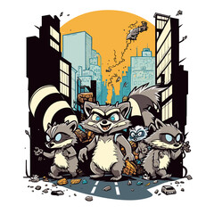 Mischievous Chaos: Raccoons in the City